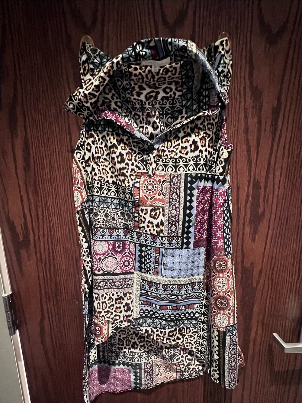 new directions Patchwork Print Sleeveless shirt - Black, White, Brown, Red, Blu